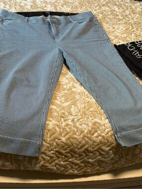 Lane Bryant Women’s Blue Pinstripe Capris